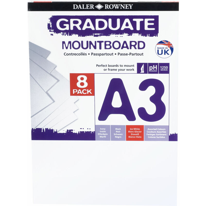Daler Rowney A3 Graduate Mount Board Pack of 8 Ice White