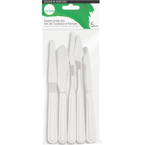 Daler rowney simply pack de 5 espatulas de plastico - diferentes formas - plastico duradero - color blanco