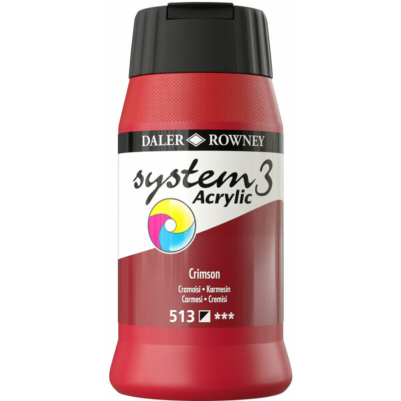 Daler-rowney - Daler Rowney System 3 Acrylic Paint Crimson (500ml)