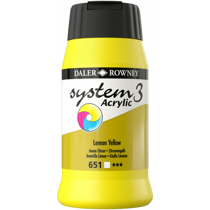 Daler-rowney - Daler Rowney System 3 Acrylic Paint Raw Lemon Yellow (500ml)