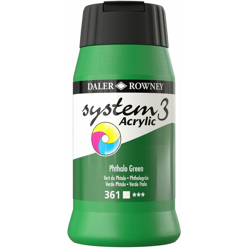 Daler-rowney - Daler Rowney System 3 Acrylic Paint Raw Phthalo Green (500ml)