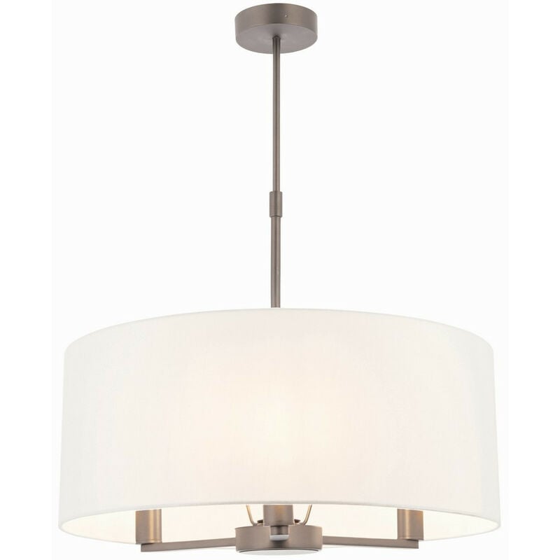 Endon - 3 Light Multi Arm Ceiling Pendant Matt Nickel, Vintage White Silk Effect, E14