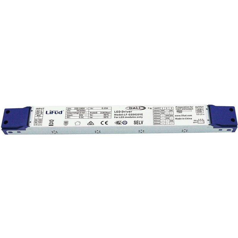 Dali 21W Digital led Driver - Flicker Free - 250 to 500mA Output - Dimmable