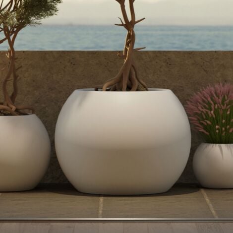 NEWGARDEN BE HAPPY! 70. runder Pflanz- und Blumentopf aus Polyethylen ø68x50 cm für draußen und drinnen sehr widerstandsfähig. Farbe anthrazit