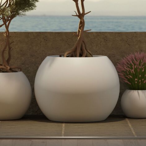 NEWGARDEN BE HAPPY! 70. runder Pflanz- und Blumentopf aus Polyethylen ø68x50 cm für draußen und drinnen sehr widerstandsfähig. Farbe weiß