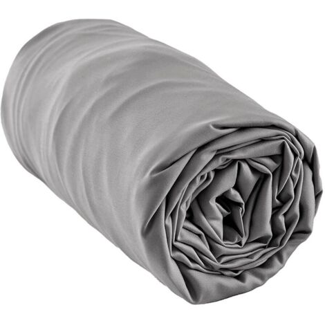 DALIA - Drap Housse 140x190cm 100 % Viscose de Bambou Granit