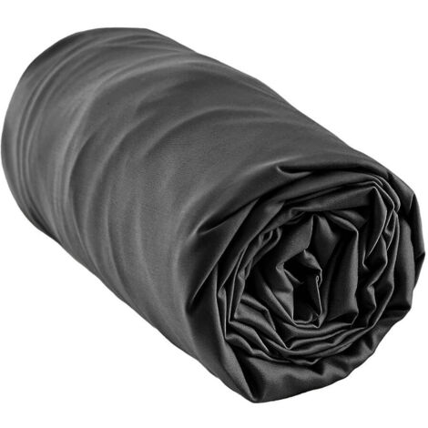 DALIA - Drap Housse 180x200cm 100 % Viscose de Bambou Noire