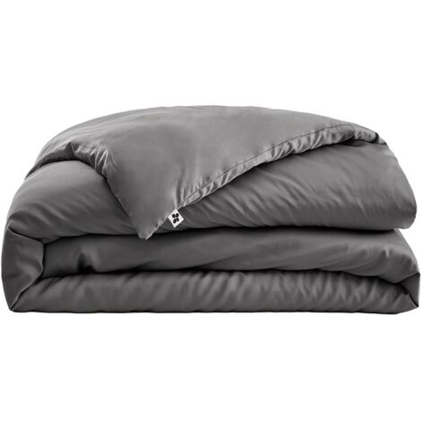 DALIA - Housse de Couette 240x220cm 100 % Viscose de Bambou Granit