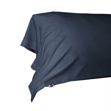 DALIA - Taie de Traversin 43x185cm 100 % Viscose de Bambou Bleu nuit