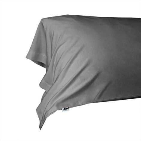 DALIA - Taie de Traversin 43x185cm 100 % Viscose de Bambou Granit
