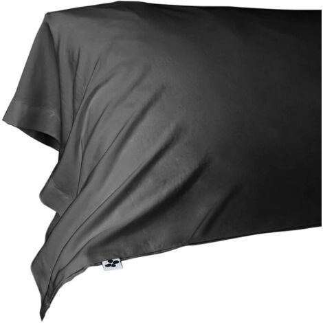 DALIA - Taie de Traversin 43x185cm 100 % Viscose de Bambou Noire