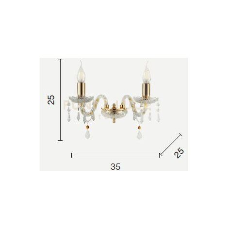 DALLAS/2 APPLIQUE CROMO E CROMO 2 LUCI ATTACCO E14 L.35CM