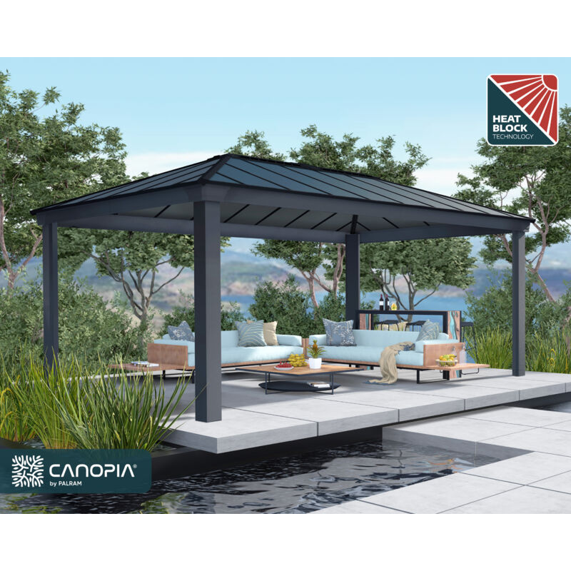 Palram - Tonnelle de jardin en aluminium et polycarbonate Dallas 3.6 x 6 m