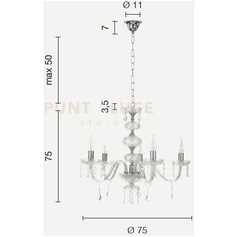 DALLAS/5 LAMPADARIO A SOSPENSIONE ORO E CRISTALLO 5 LUCI ATTACCO E14 D.66CM