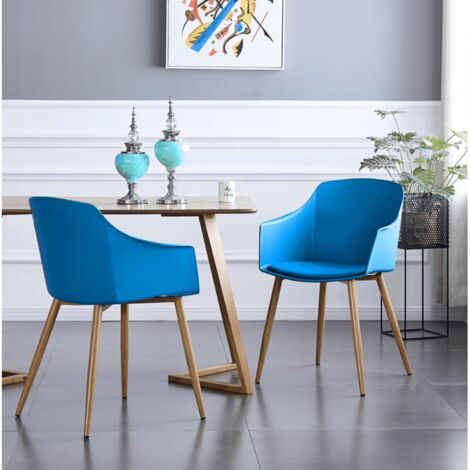 Dallas Eden Dining Set - an Oak Wooden Dining Table and Set of 4 Blue Wooden Dining Chairs - Dining Room Kitchen