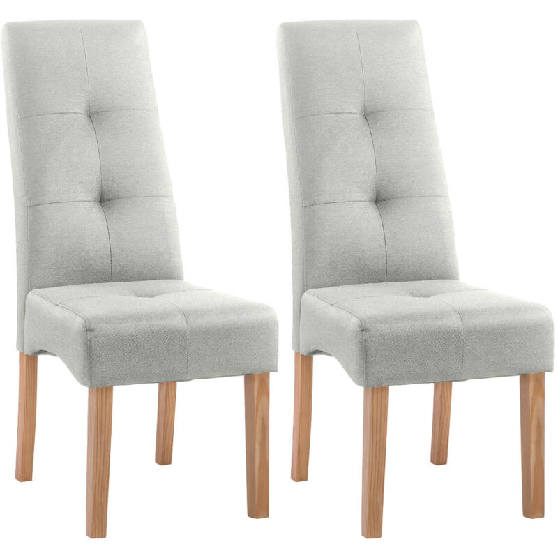 Altobuy - dallas - Lot de 2 Chaises Gris Clair et Pieds Naturels