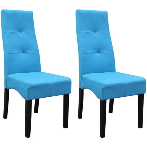 DALLAS - Lot de 2 Chaises Turquoises Capitonnées - Bleu