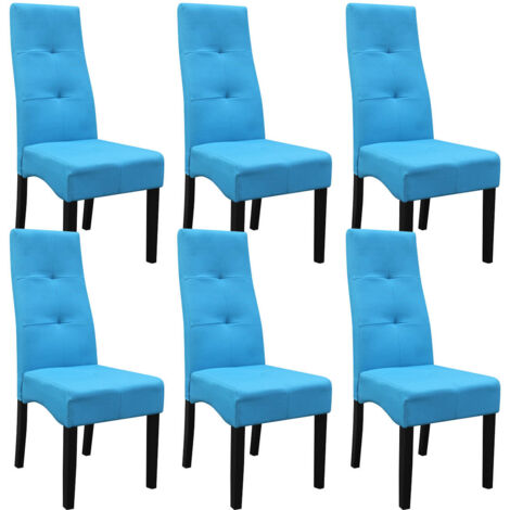 DALLAS - Lot de 6 Chaises Turquoises Capitonnées - Bleu