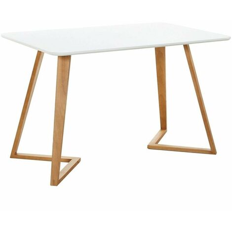 Dallas Single Dining Table, Solid Wood Legs and Plastic Top, White