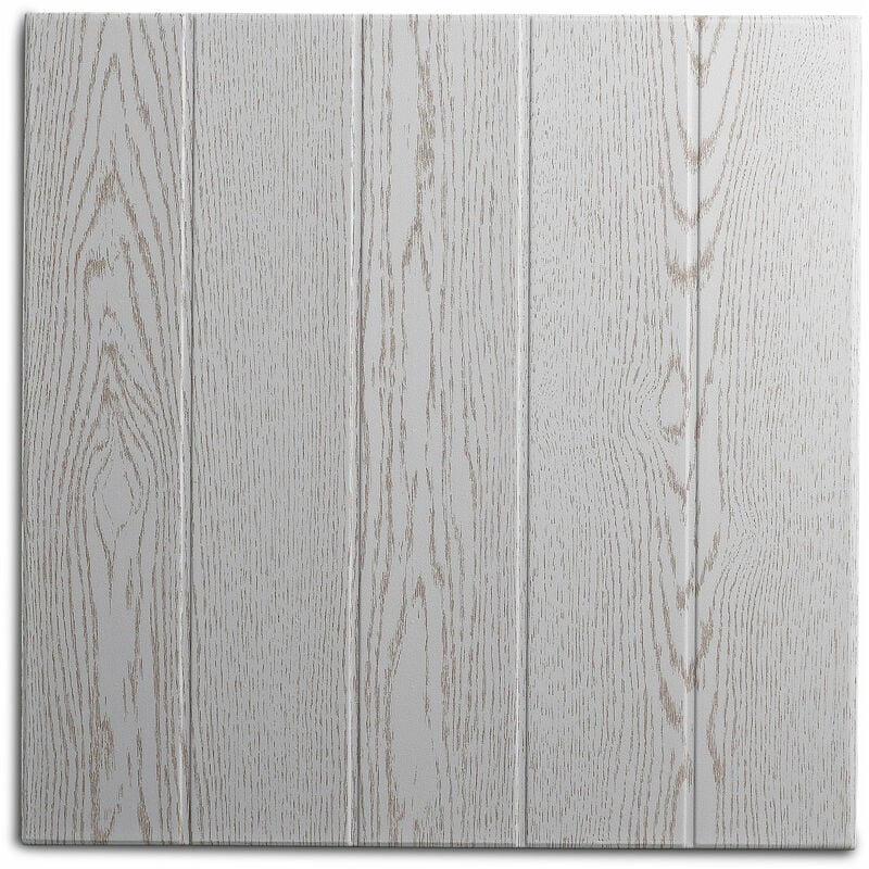 Decosa Dalle de plafond athen - polystyrène - effet bois-couleur frêne blanc - 50 x 50 cm - 2 sach. (=4 m2) - fond blanc