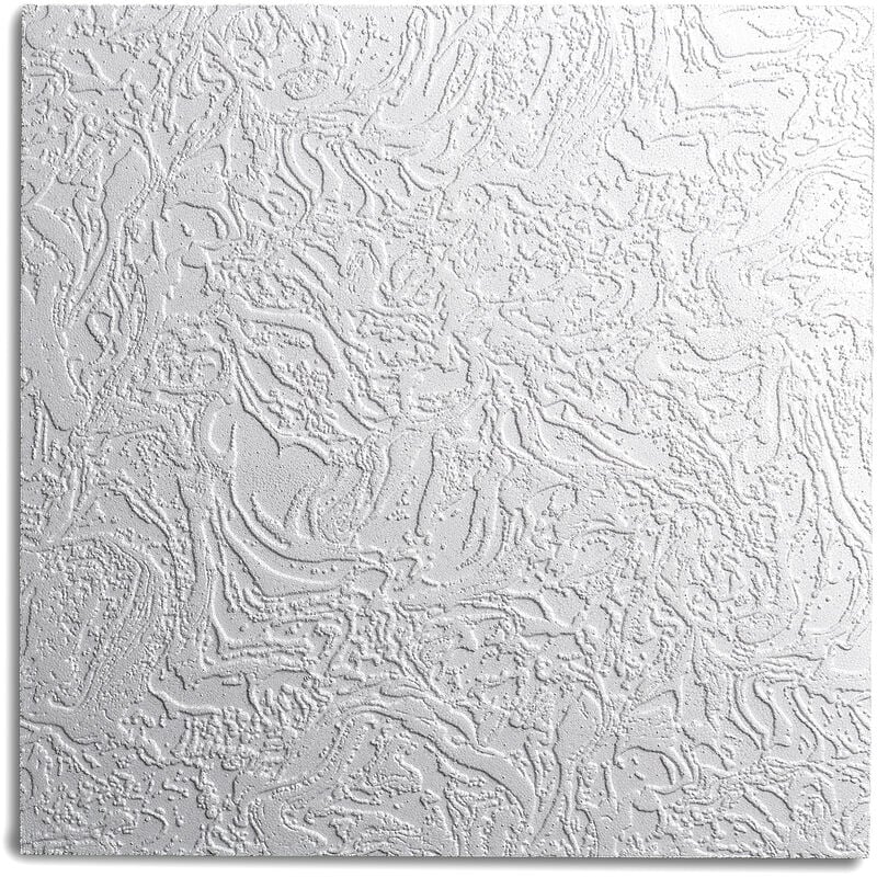 Dalle de plafond AP101 (Bern) - polystyrène - blanc - effet crépi - 50 x 50 cm - 5 sach. (=10 m2) - blanc - Decosa