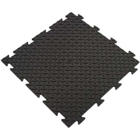 Dalle de garage PVC Clipsable 50x50 cm Sol Antidérapant - Revêtement de sol Noir Garage, Atelier P50CR Art Plast