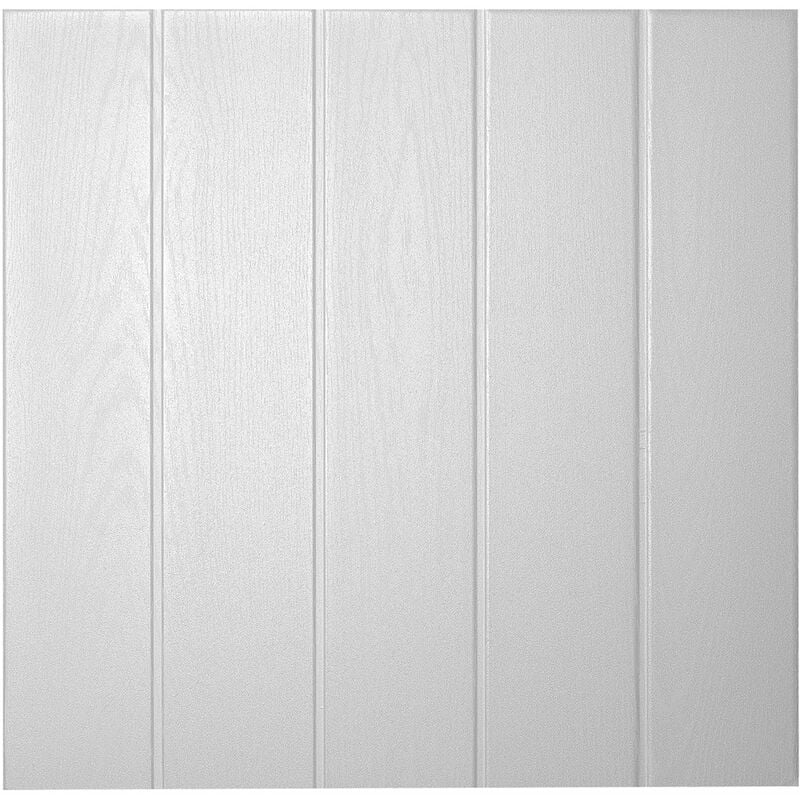 Dalle de plafond athen - polystyrène - effet bois-couleur blanc - 50 x 50 cm - 2 sach. (=4 m2) - blanc - Decosa