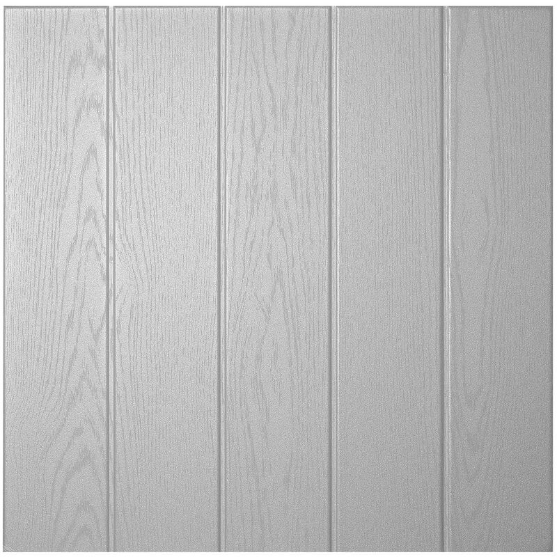 Dalle de plafond athen - polystyrène - effet bois-couleur gris clair - 50 x 50 cm - 2 sach. (=4 m2) - gris clair - Decosa
