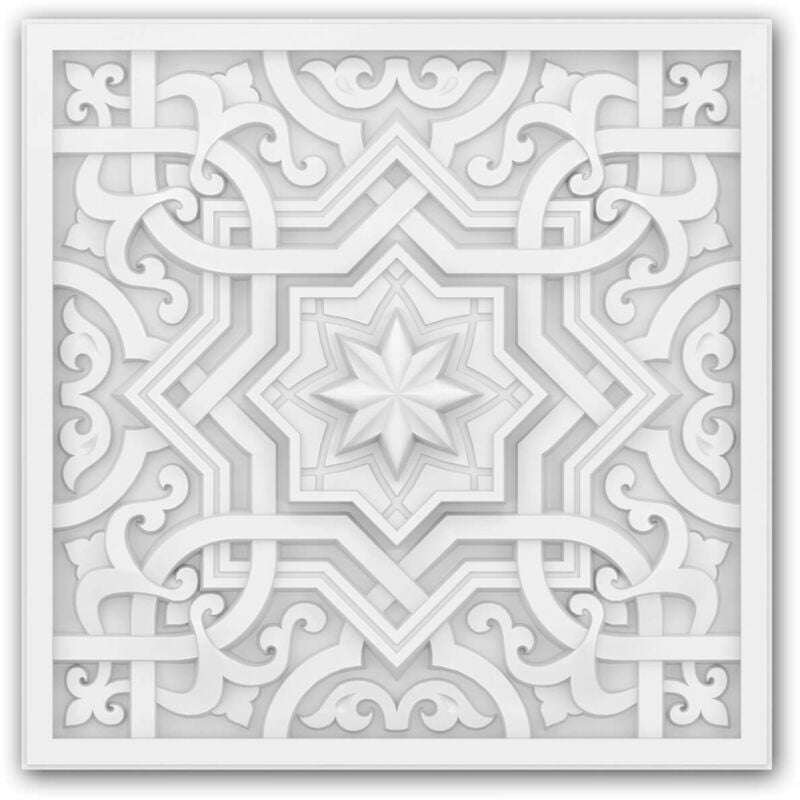 Dalle de plafond Profhome 157503 Lambris mural Élément décoratif 3d panneau mural Élement pour plafond style marocain Ornementation islamique blanc