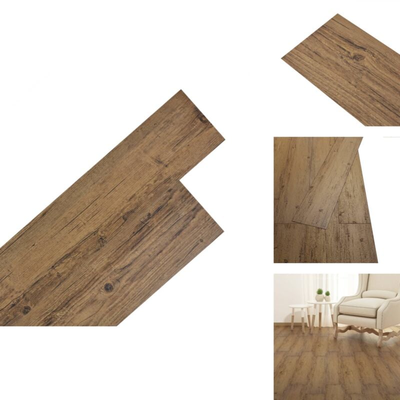 Dalle de plancher pvc autoadhésif 5,02 m² 2 mm marron noyer - Carrelage Pvc - Dallettes De Sol - Revêtement De Sol - Carreau De Sol - Vinyle