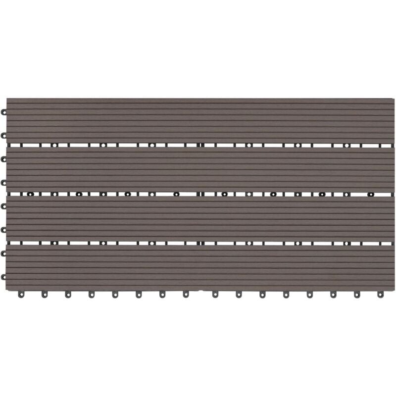 Dalle de sol Revêtement Carrelage 30x60cm pour jardin terrasse système plug-in pour fixation, Café