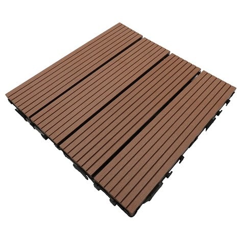 Dalle de terrasse bois composite Modular 30 x 30 cm / ep 2,5 cm - Coloris - Terre cuite, Largeur - 30 cm, Longueur - 30 cm, Surface couverte en m² - 0.091 par dalle soit 11 dalles pour 1