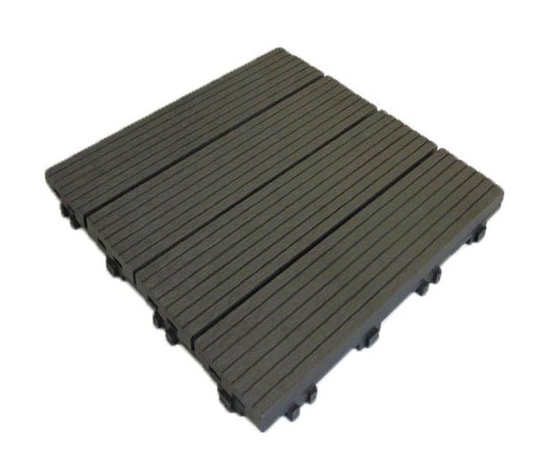 Mccover - Dalle de terrasse bois composite Modular 30 x 30 cm / ep 2,5 cm - Coloris - Gris carbone, Largeur - 30 cm, Longueur - 30 cm, Surface