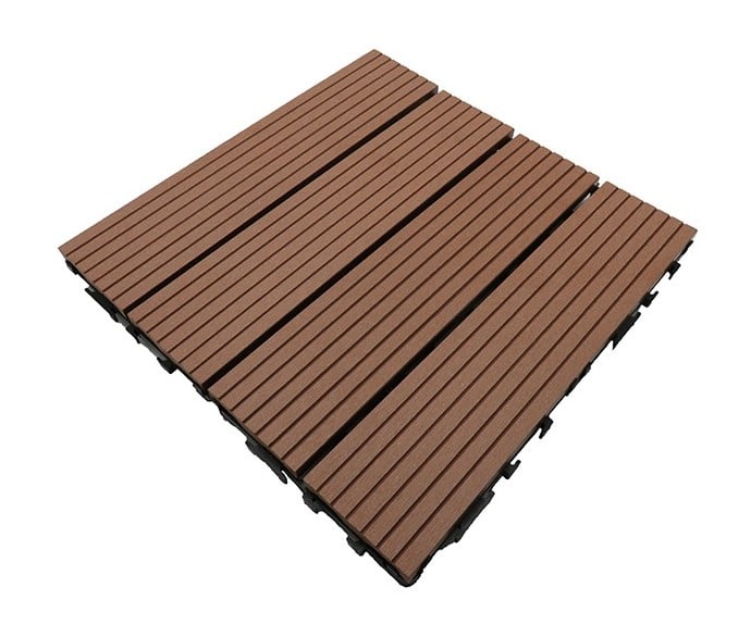 Mccover - Dalle de terrasse bois composite Modular 30 x 30 cm / ep 2,5 cm - Coloris - Terre cuite, Largeur - 30 cm, Longueur - 30 cm, Surface