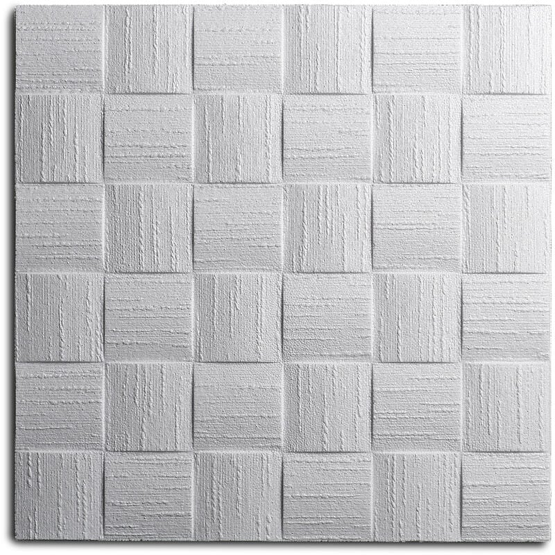 Dalle de plafond dublin - polystyrène - blanc - effet tressage - 50 x 50 cm - 5 sach. (=10 m2) - blanc - Decosa