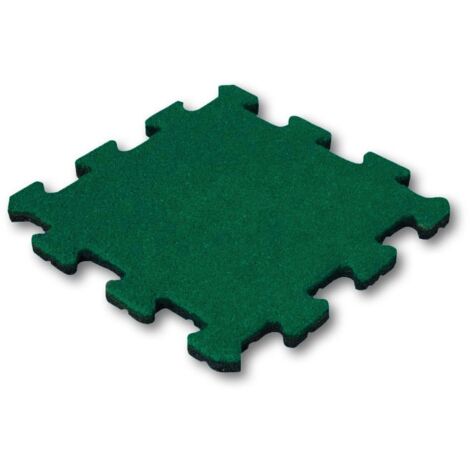 Dalle en caoutchouc 50 mm - 50 x 50 cm - Vert - Système puzzle - Pièce centrale