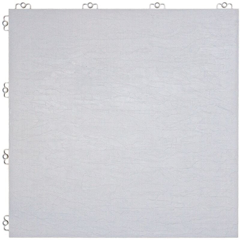 Dalle en plastique grise argent épaisseur 8 mm Dalle effet pierre à dimensions 38,5 x 38,5 cm Dalle résistante et simple à poser pour garage - Grey