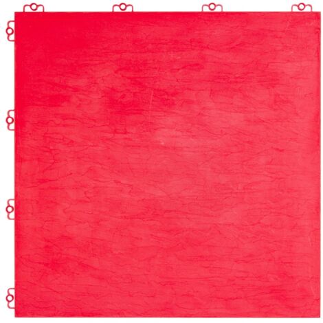 Dalle en plastique rouge fluo épaisseur 8 mm Dalle effet pierre à dimensions 38,5 x 38,5 cm Dalle résistante et simple à poser pour extérieur