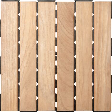 Dalle extérieure en teck naturel lot de 4 – Dimensions 30 x 30 cm – Finition lisse et grain fin – Résistante aux intempéries – Snap & Go - MIEL 30 X