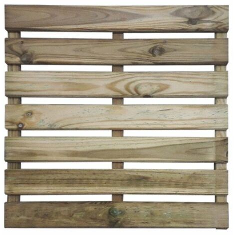 Dalle extérieure en bois 50 x 50 cm – Épaisseur 30 mm – Densité 650 kg/m³ – Assemblage vis inox – Garantie 3 ans contre nuisibles