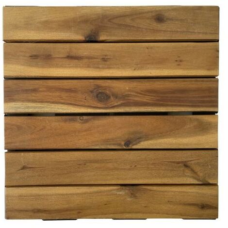 Dalle extérieure en bois d'acacia huilé – Lot de 4 – Dimensions 30 x 30 cm – Système de fixation clipsable Snap & Go