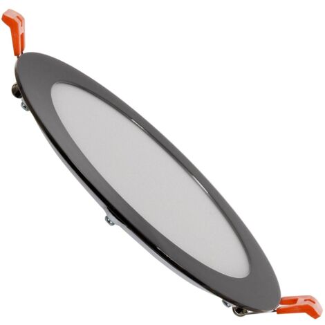 Dalle LED 12W Ronde Extra-Plate Coupe Ø 155 mm Noir Brillant 3000K Blanc chaud