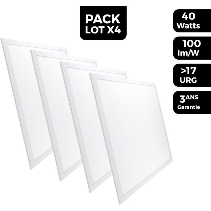 Europalamp - Dalle led 600x600 40W lot de 4 pcs Blanc Neutre 4000k Haute