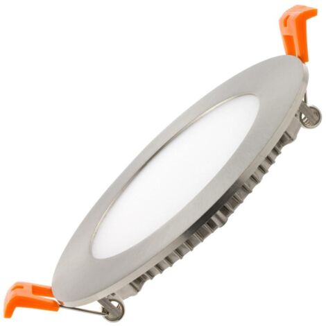 Dalle LED 6W Ronde Extra-Plate Coupe Ø 110 mm Argentée 5000K Blanc froid