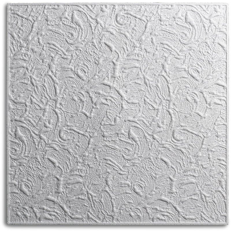 Dalle de plafond paris - polystyrène - blanc - effet crépi - 50 x 50 cm - 2 sach. (=4 m2) - blanc - Decosa