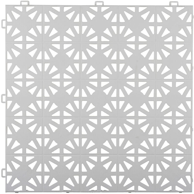 Dalle plastique blanche clipsable 12 mm Dalle à motifs circulaires Dalle 30x30 cm pour usage intensif idéal pour jardin et terrasse - White