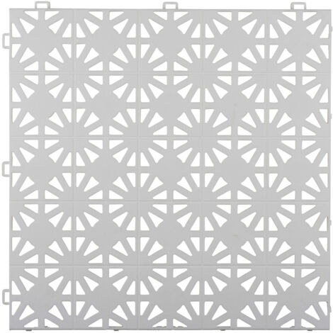 Dalle plastique blanche clipsable 12 mm Dalle à motifs circulaires Dalle 30x30 cm pour usage intensif idéal pour jardin et terrasse