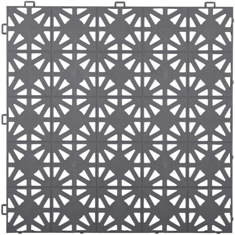 Dalle plastique grise anthracite clipsable 12 mm Dalle à motifs circulaires Dalle 30x30 cm pour usage intensif idéal extérieur