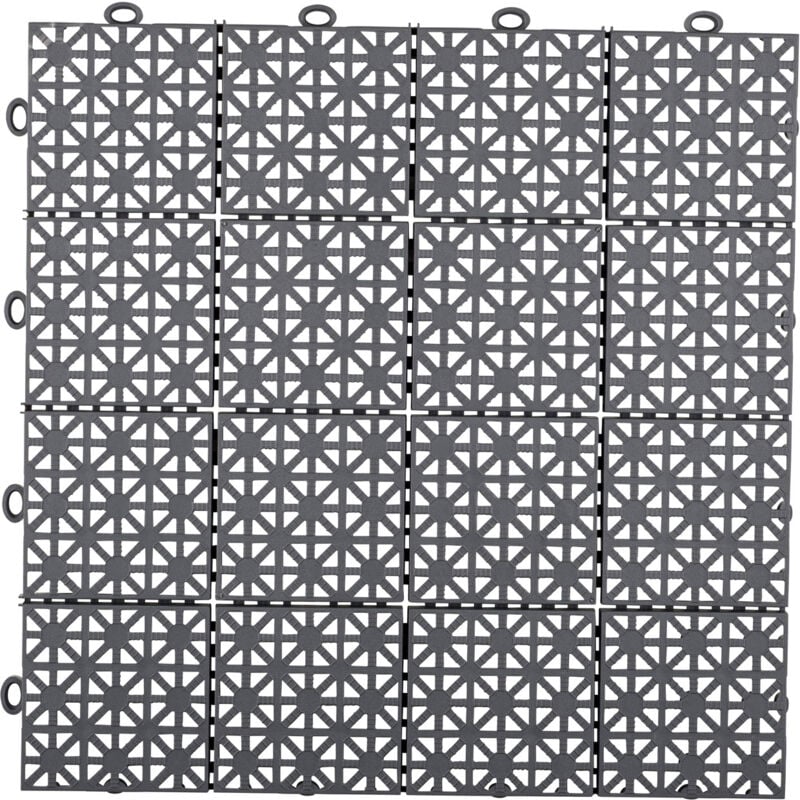 Dalle plastique grise anthracite épaisseur 12 mm Dalle clipsage facile à carreaux dimensions 30 x 30 cm Dalle à usage intensif idéal pour extérieur