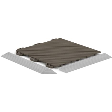Dalle plastique marron foncé 8 mm Dalle à queues d'aronde pour usage intensif Dalle 31,6x31,6 cm effet bois pour terrasse